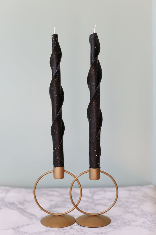 Midnight Double Spiral Beeswax Candles