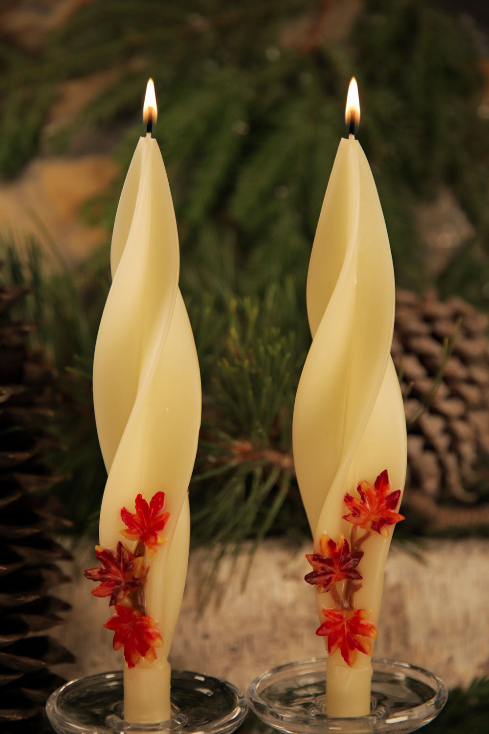 Autumn Maple Silhouette Beeswax Candles