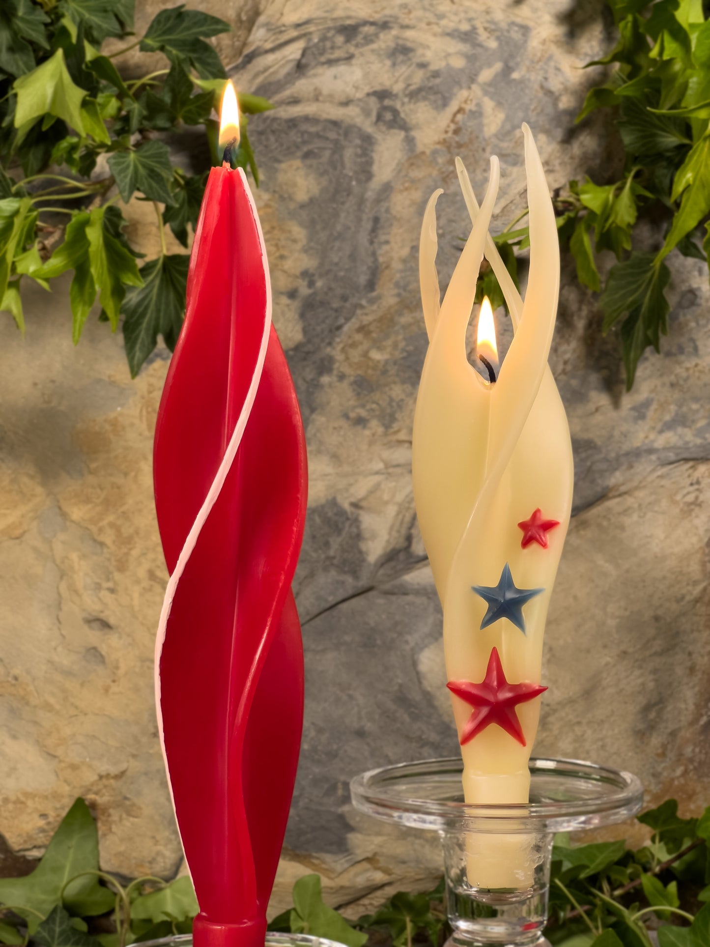 Red Patriot Silhouette Beeswax Candles