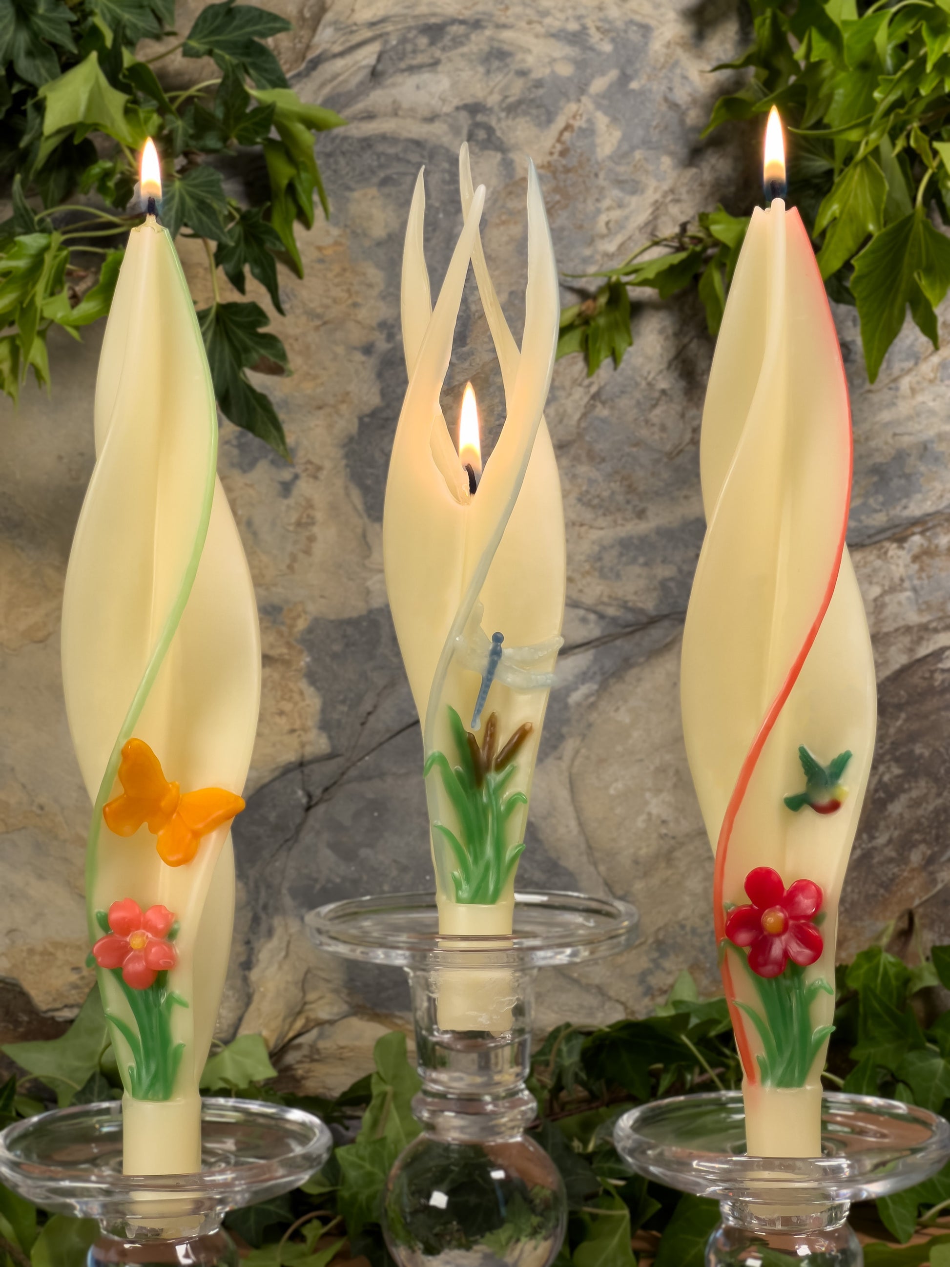 Wild Spring 3-Pack Silhouette Beeswax Candles