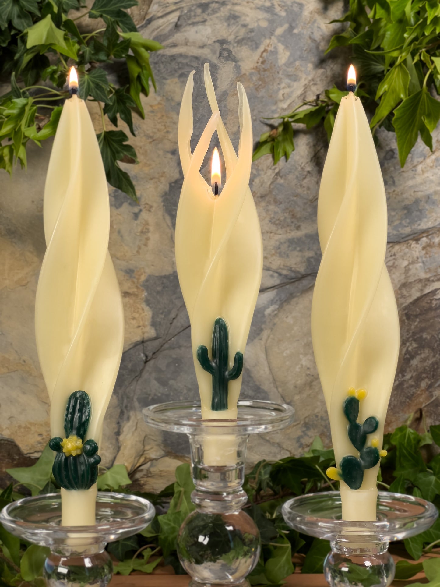 Desert Cactus 3-Pack Silhouette Beeswax Candles