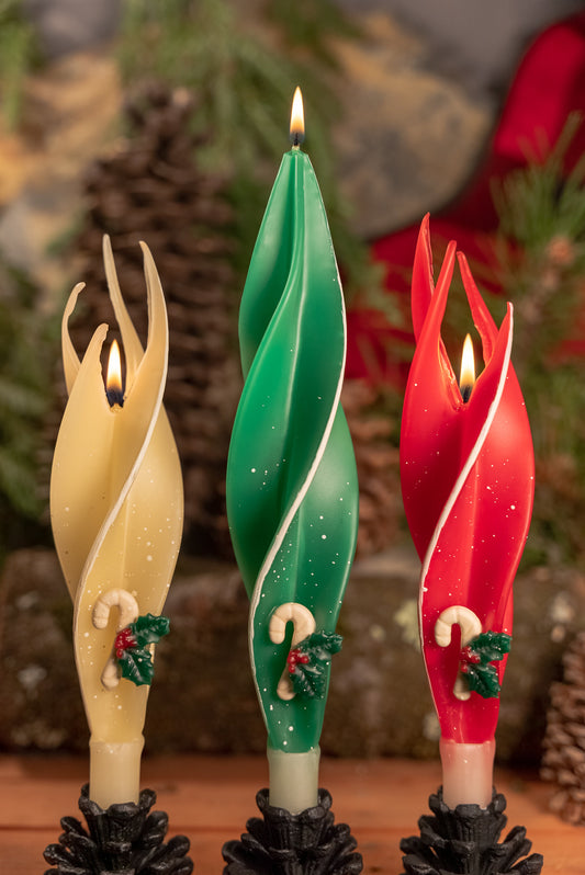 Candy Cane 3-Pack Silhouette Beeswax Candles