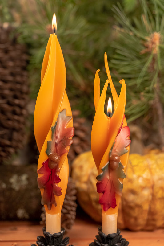 Oak & Acorn Silhouette Beeswax Candles