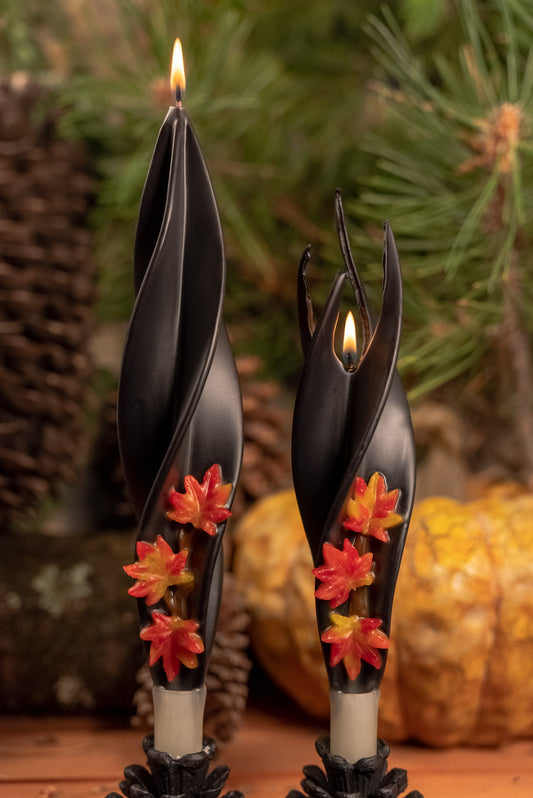 Black Maple Silhouette Beeswax Candles