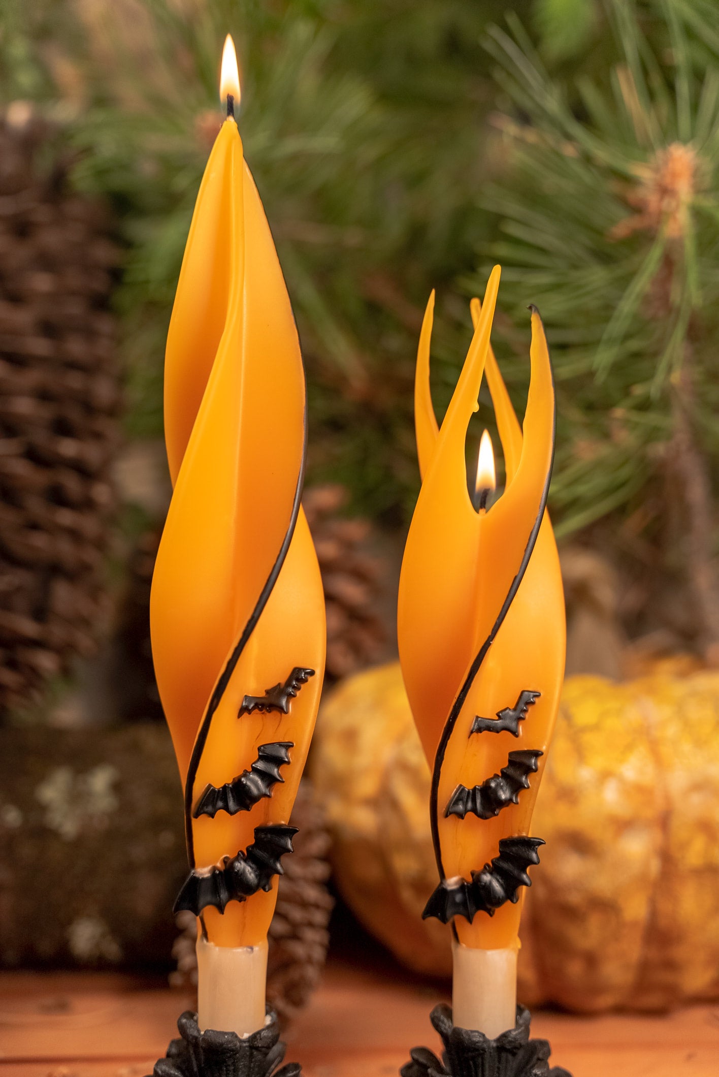 Cauldron of Bats Silhouette Beeswax Candles