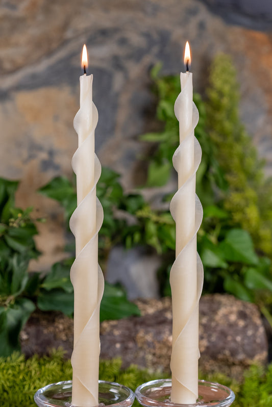 Double Spiral Beeswax Candles - Ivory