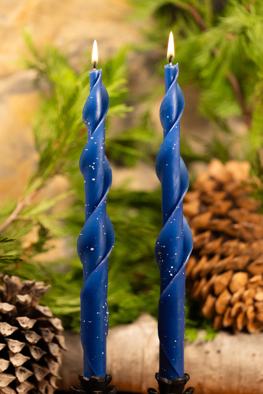 Double Spiral Beeswax Candles - Snowy Night