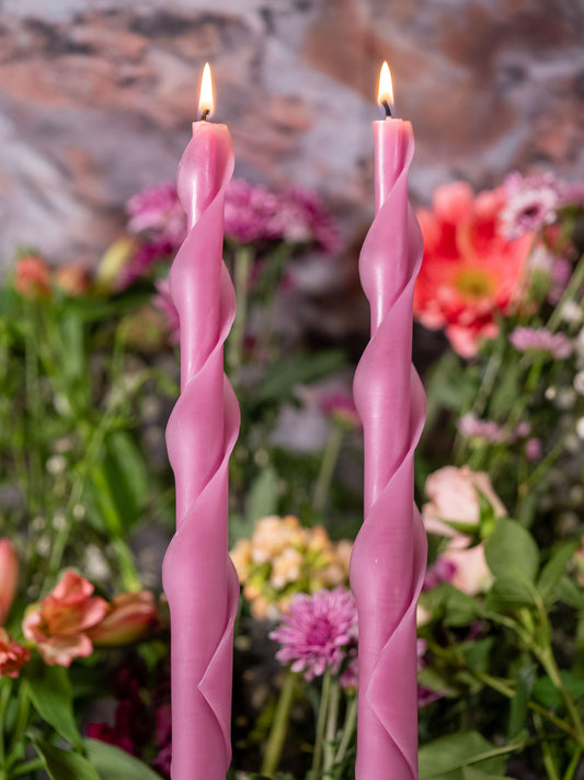 Lavender Double Spiral Beeswax Candles