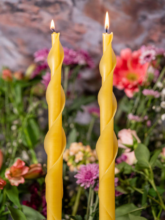 Yellow Double Spiral Beeswax Candles