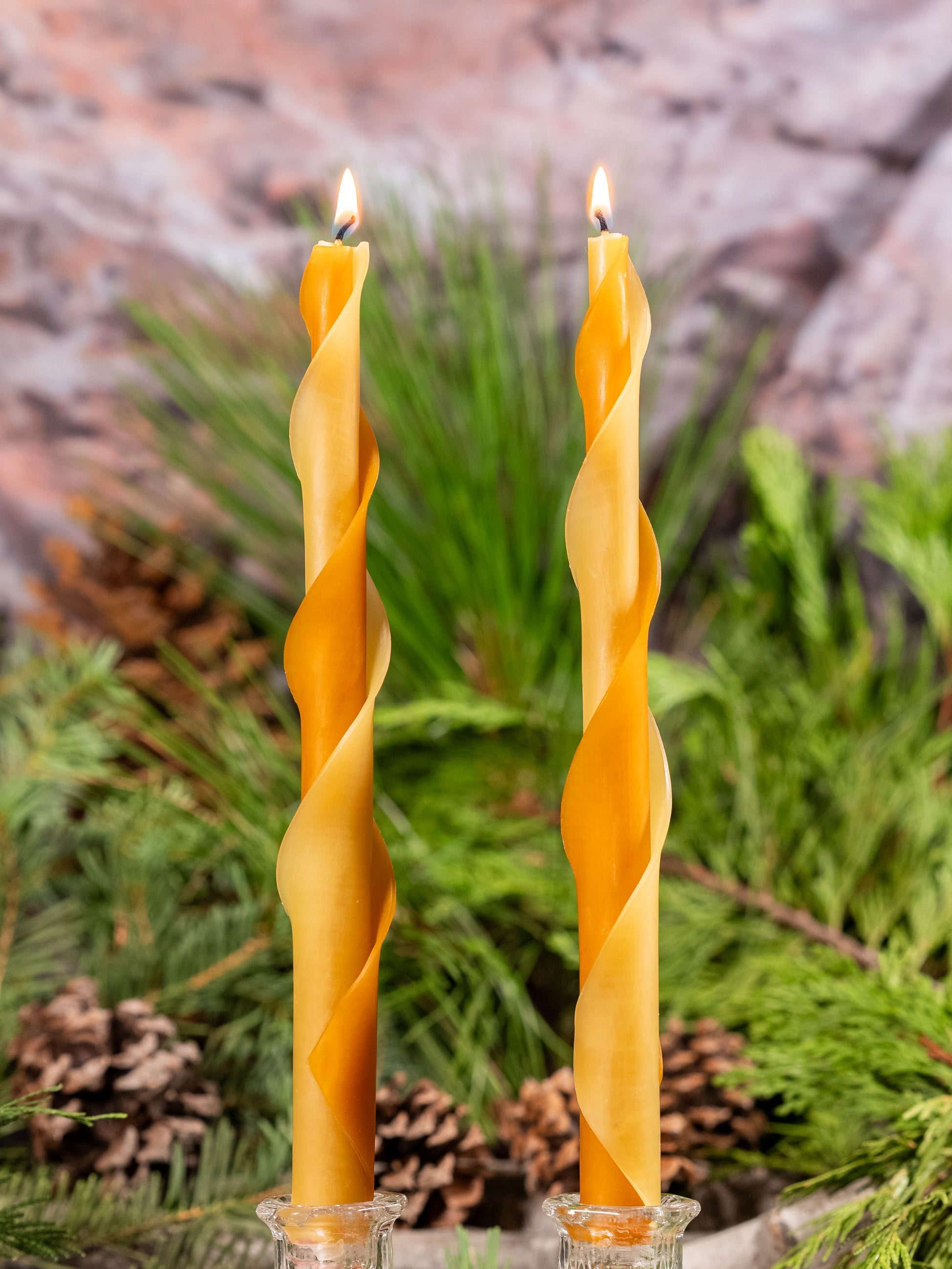 Orange & Yellow Double Spiral Beeswax Candles