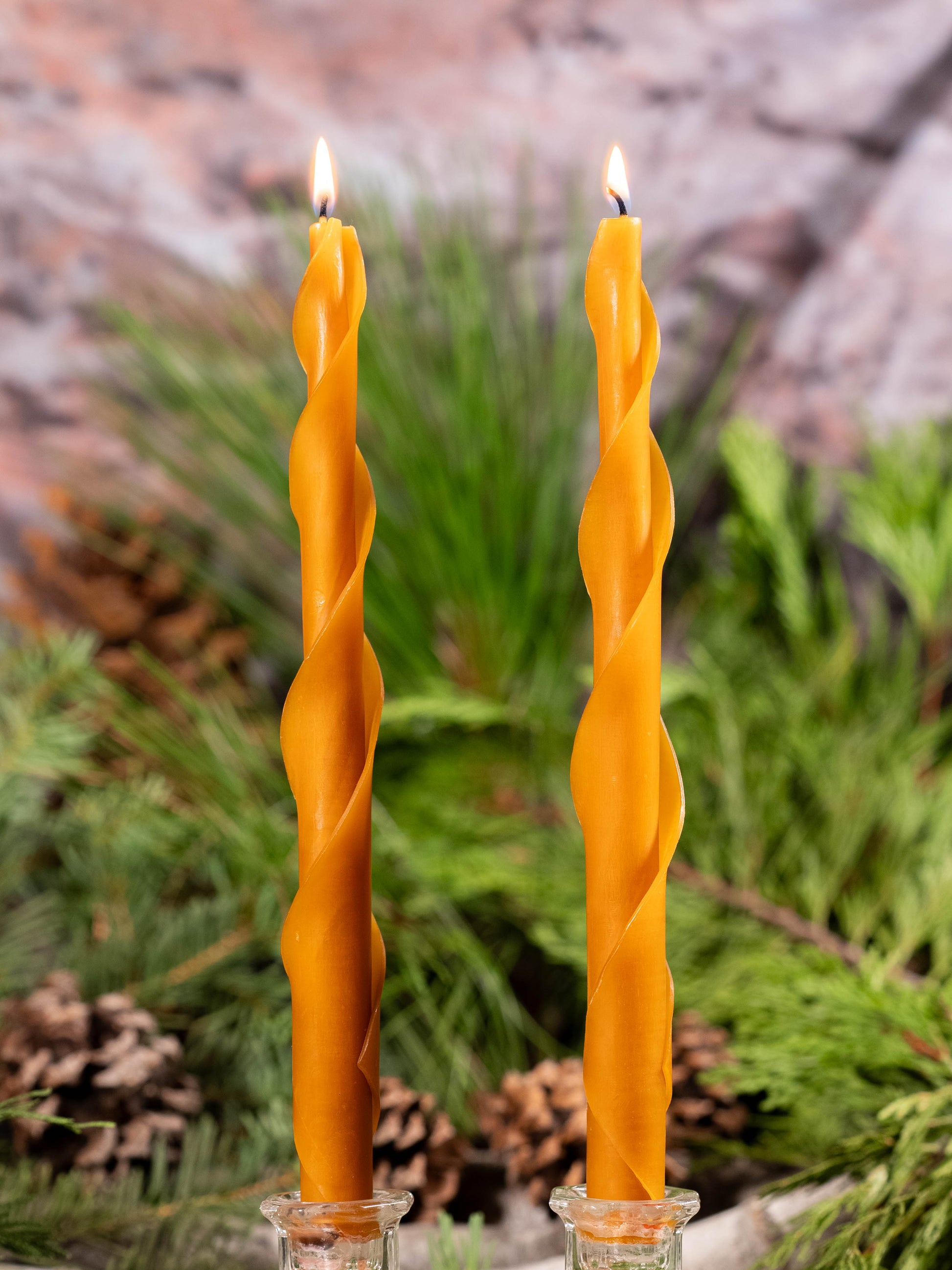 Orange Double Spiral Beeswax Candles